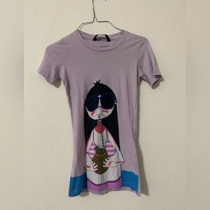 Marc by Marc Jacobs Beach Pineapple Girl T-Shirt Lavender Graphic Women's Sz  Xs
